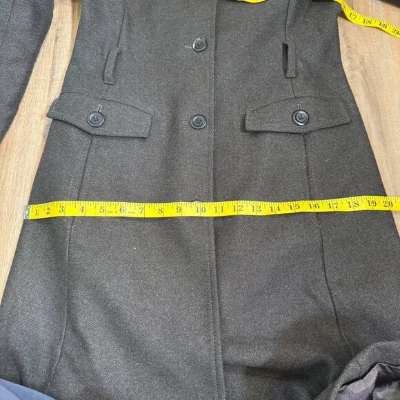 Banana Republic Green Wool Mid Length Coat Military Belted Classic S - Picture 8 of 14